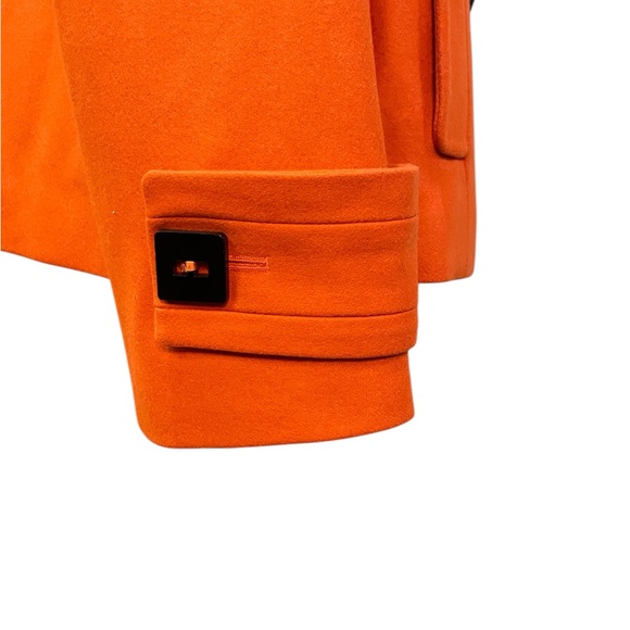 French Connection Vibrant Orange Wool Pea Coat - Picture 4 of 8